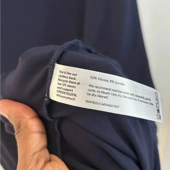 Eileen Fisher Dress Cowl Neck Fit & Flare Midi Stretch Jersey Work Office S - Picture 3 of 4